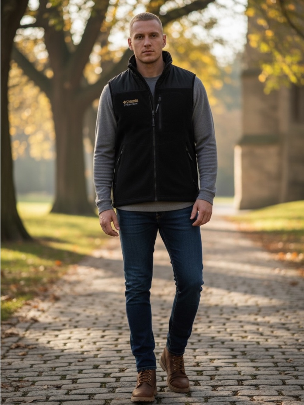 Columbia Black Men's Fleece Vest with Zip Pockets, Large
